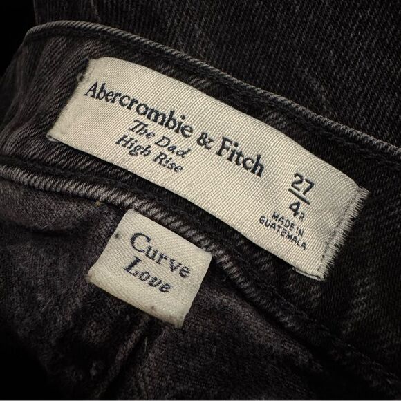Abercrombie & Fitch The Dad High Rise Black Curve Love Criss Cross Jean Size 4 - Picture 7 of 7